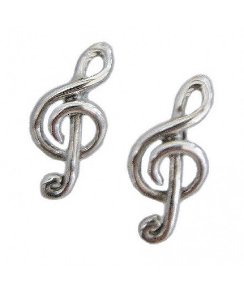 Sterling Silver Treble Clef Earrings